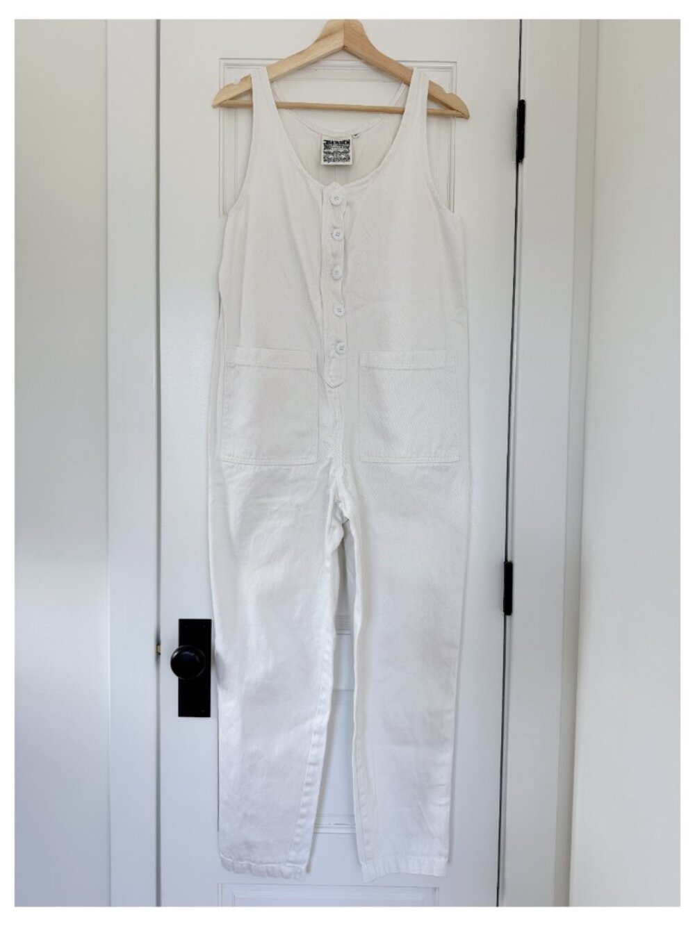 Jungmaven Button Front Jumpsuit in Washed White